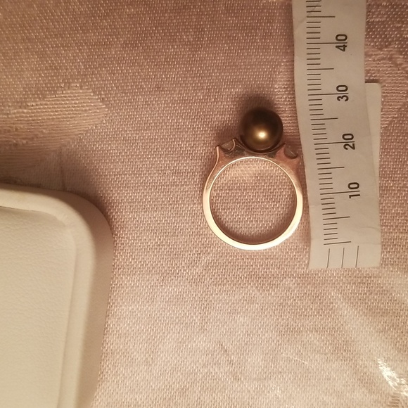 Na Hoku South Sea Carmel Color Pearl ring w/diamond accents. Size 8 - Picture 8 of 9